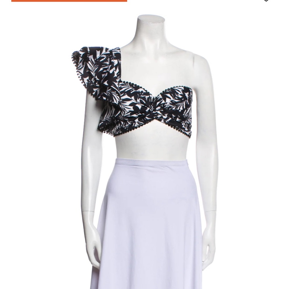 Amur Black and White Leaf Print Top 6